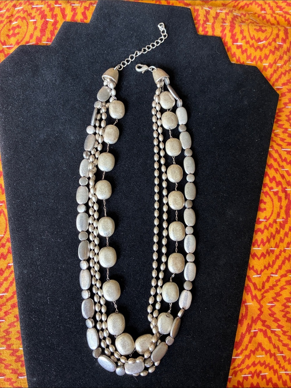 Liz Claiborne multi strand silver bead necklace